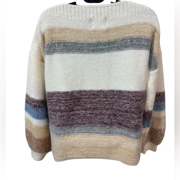 Buckle Black Striped Eyelash Knit Sweater Size M - Picture 8 of 11